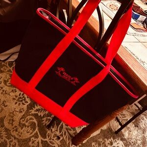 Trading Joe’s. Red and Black Interior Tote Bag. Size 20 Long.  16.
